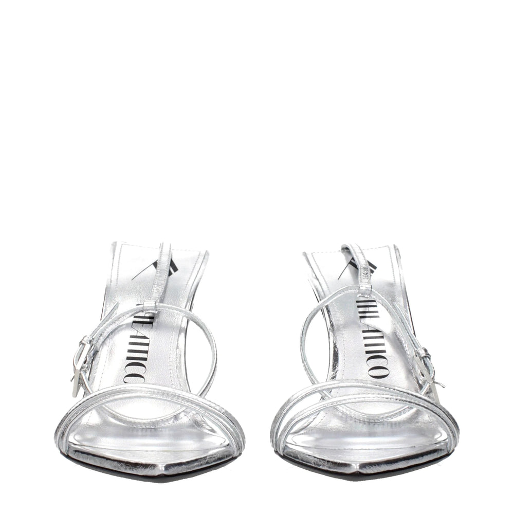 The Attico Gray Leather Stiletto Heel Sandals