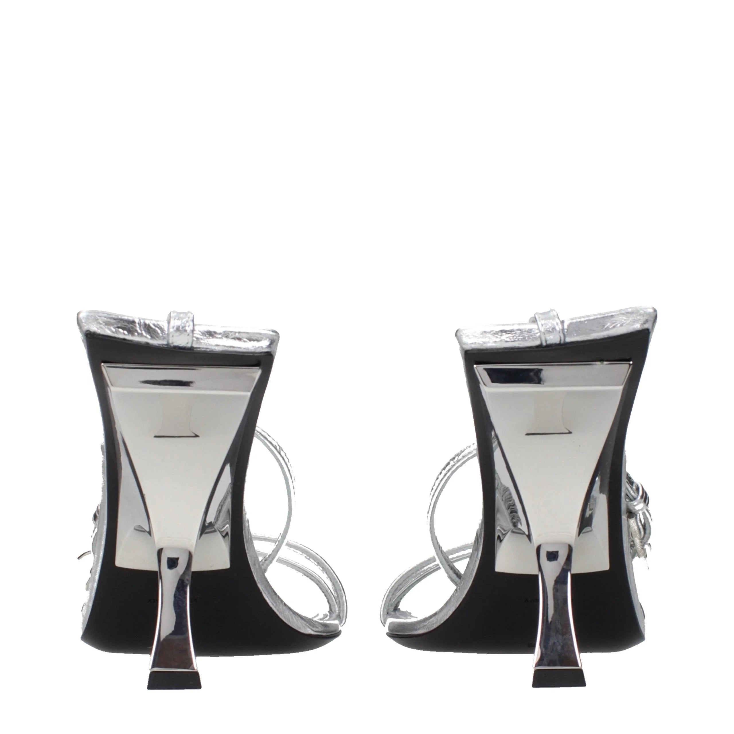 The Attico Gray Leather Stiletto Heel Sandals