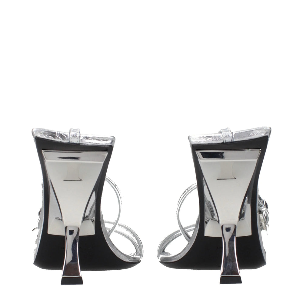 The Attico Gray Leather Stiletto Heel Sandals