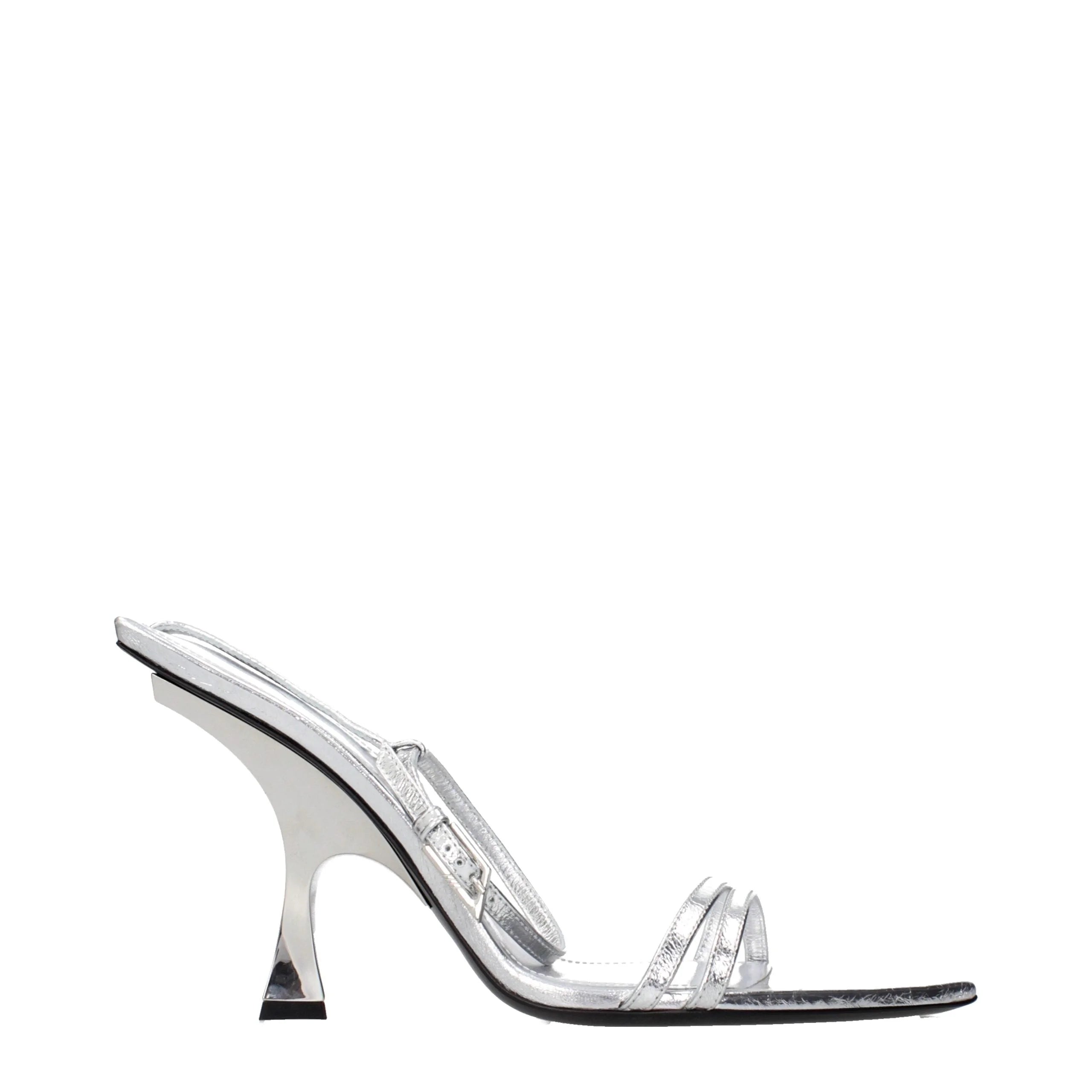 The Attico Gray Leather Stiletto Heel Sandals