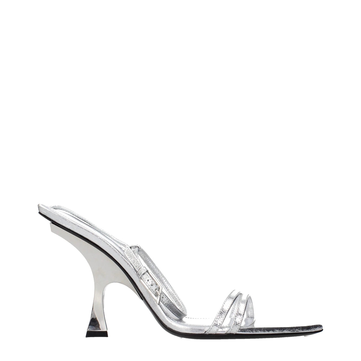The Attico Gray Leather Stiletto Heel Sandals