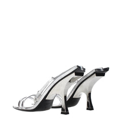 The Attico Gray Leather Stiletto Heel Sandals