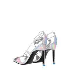 The Attico Gray Leather Stiletto Heels Sandals