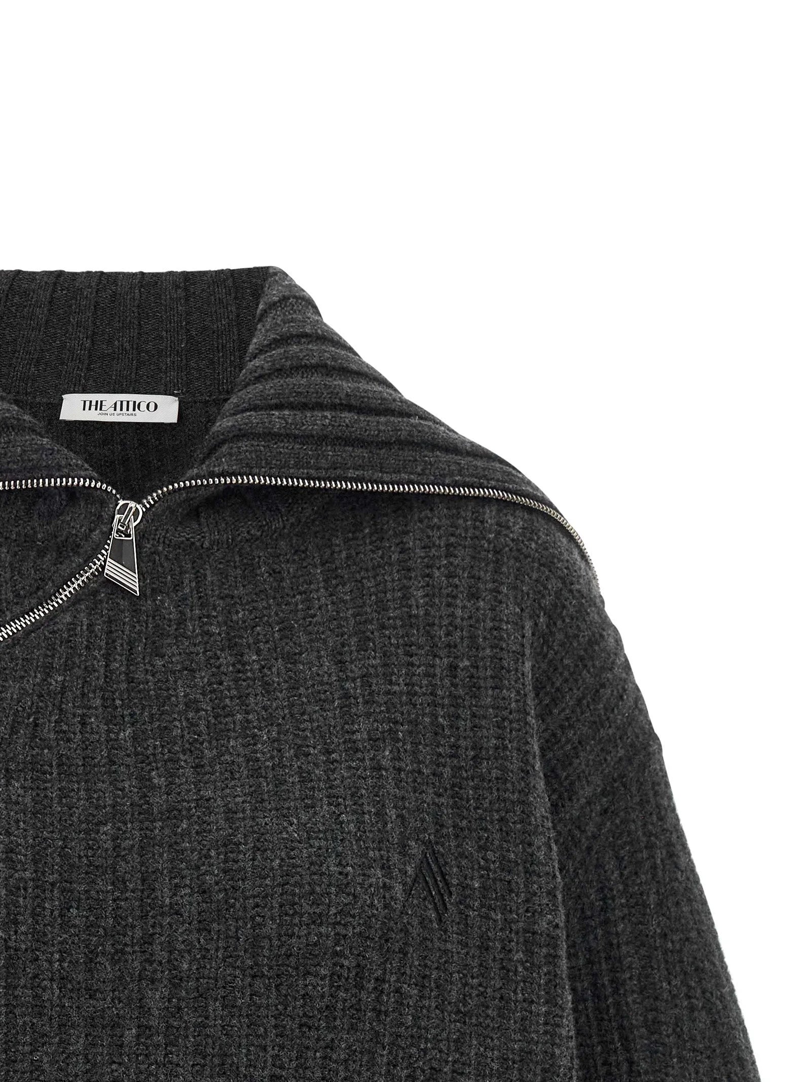 The Attico Gray Virgin Wool Cardigan