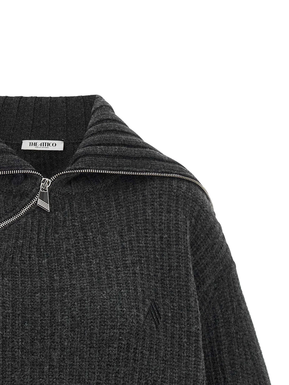The Attico Gray Virgin Wool Cardigan