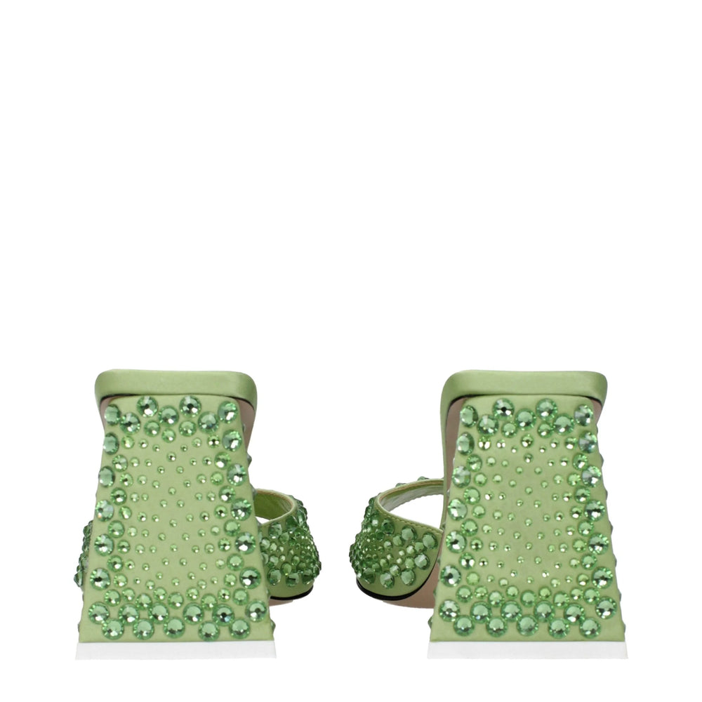 The Attico Green Satin Stiletto Heels Sandals - EU35/US5