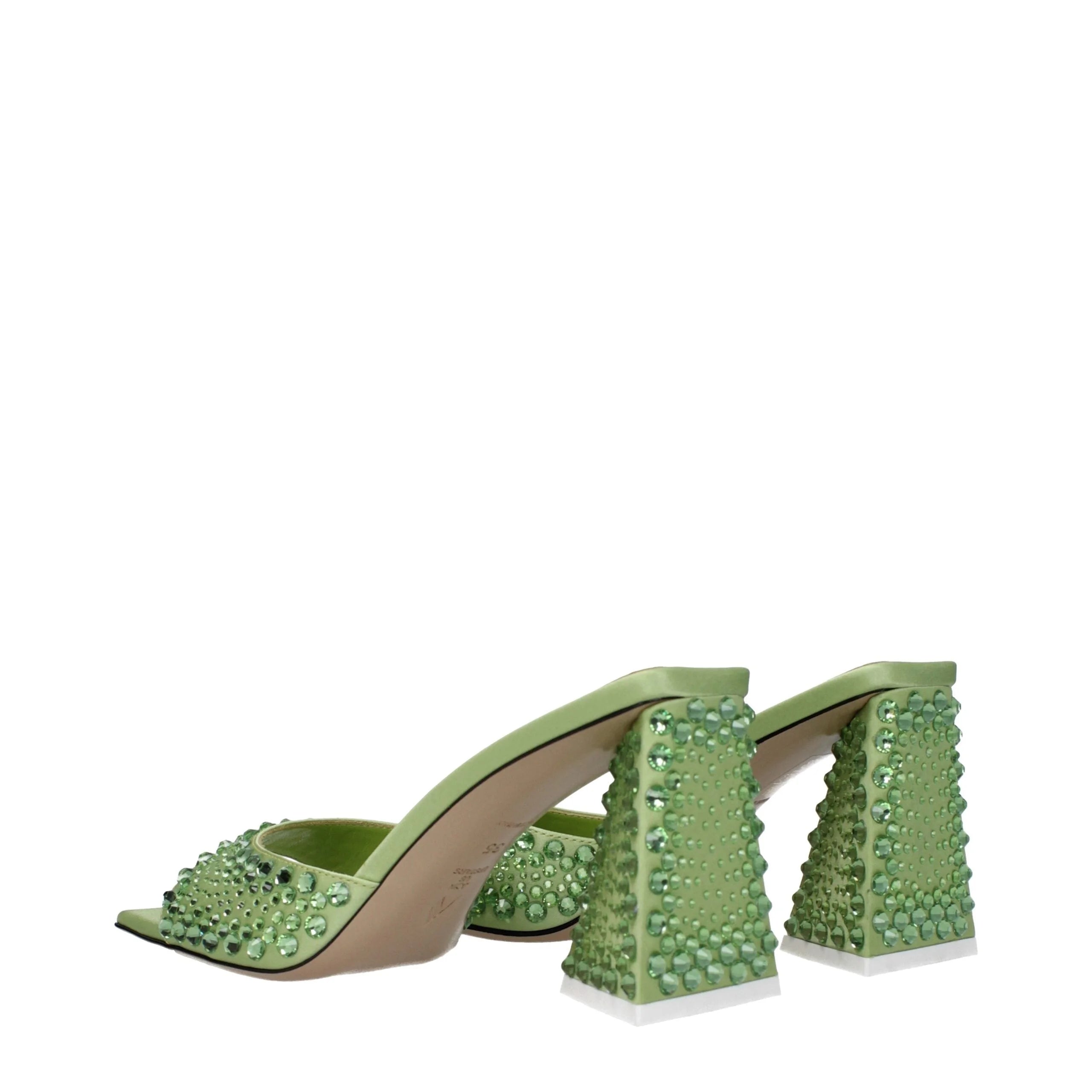 The Attico Green Satin Stiletto Heels Sandals - EU35/US5