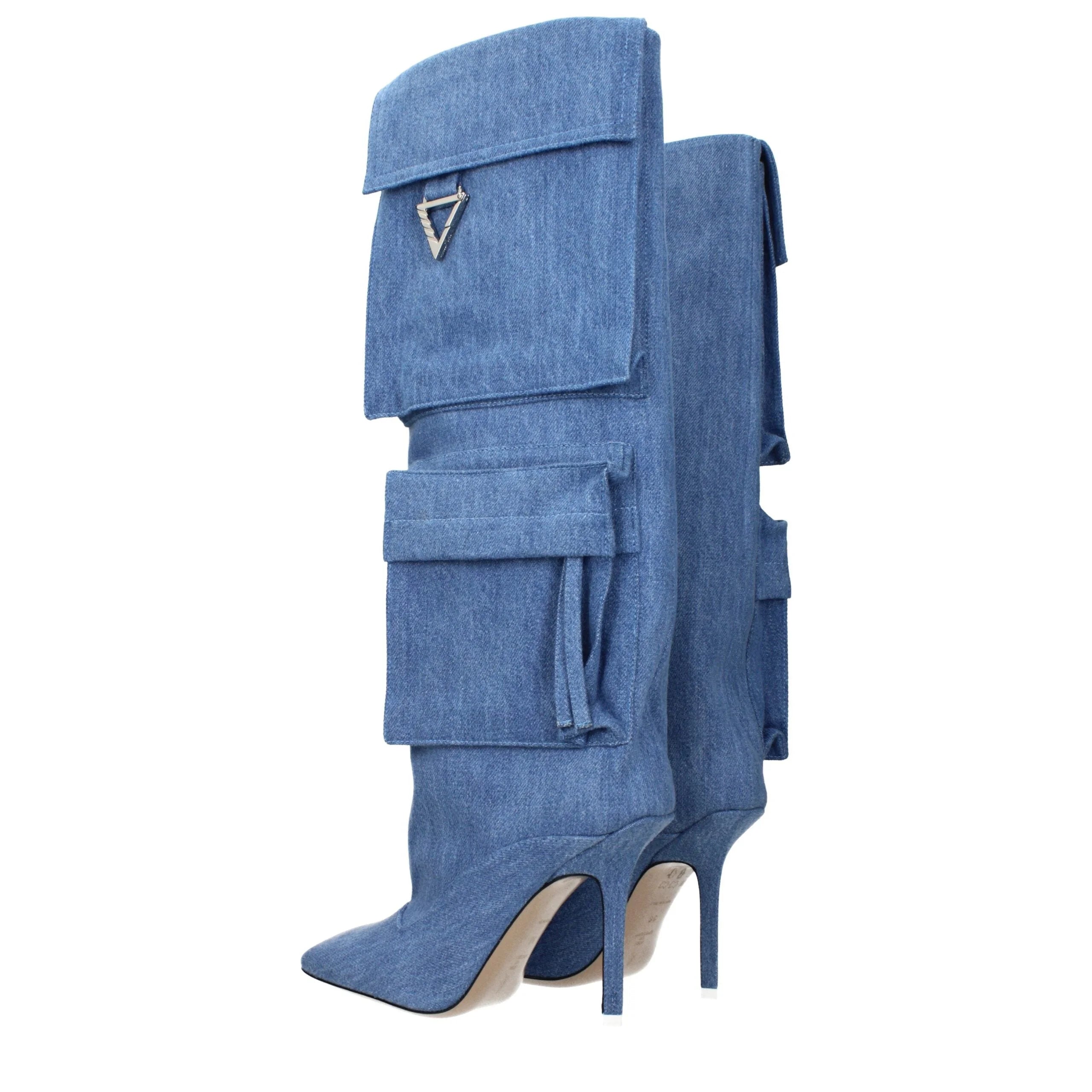 Bottines en tissu bleu clair The Attico