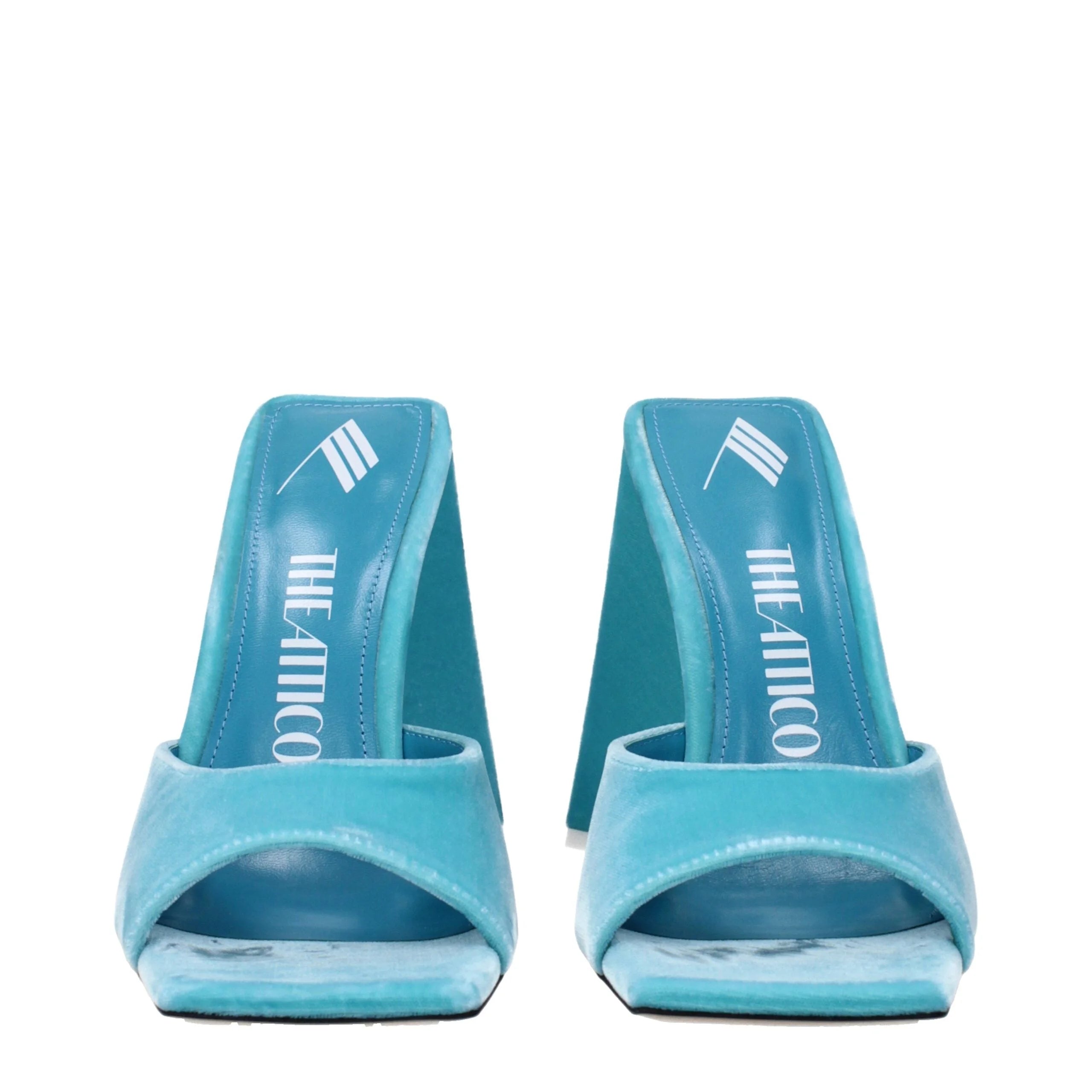The Attico Light Blue Velvet Platforms - Sandals
