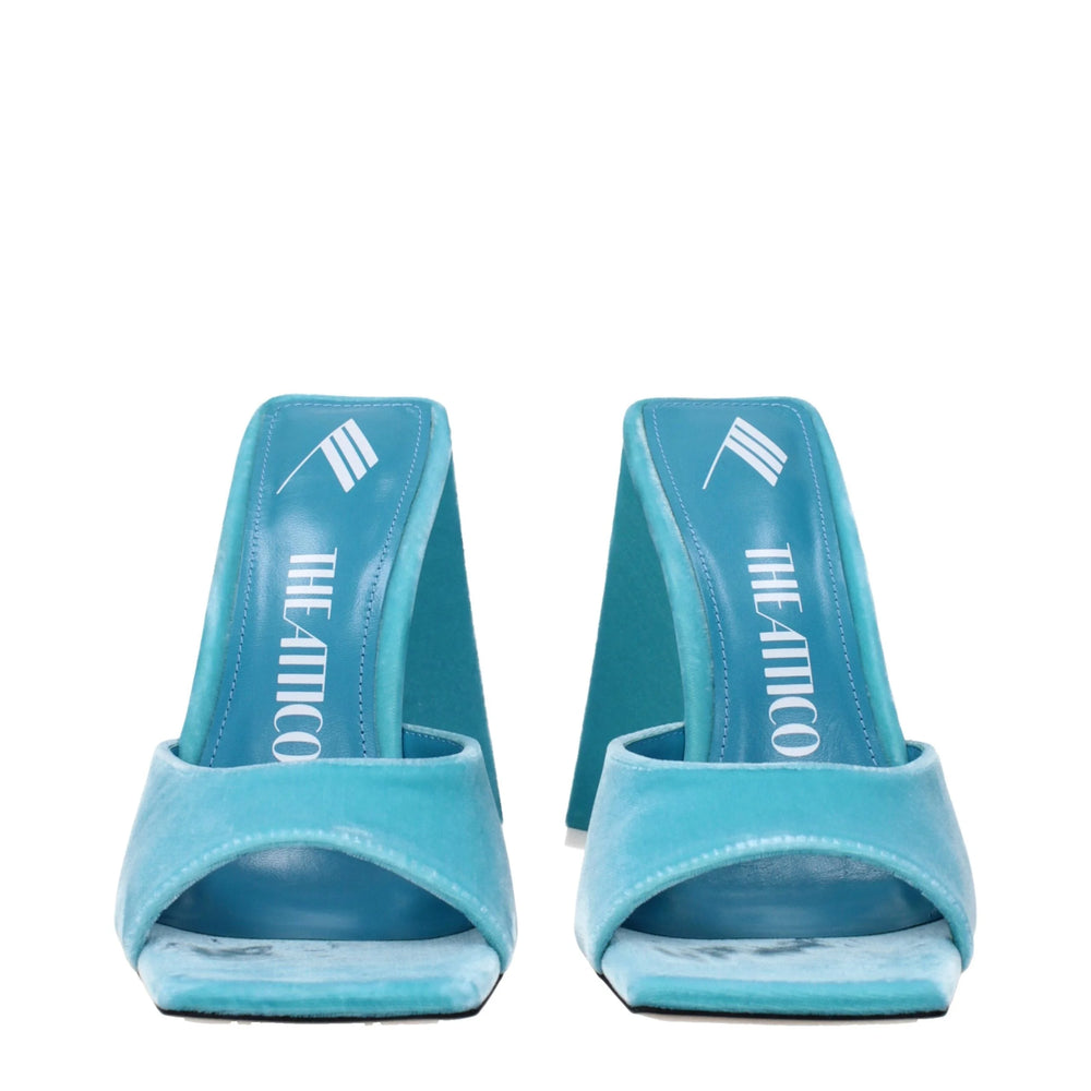 The Attico Light Blue Velvet Platforms - Sandals