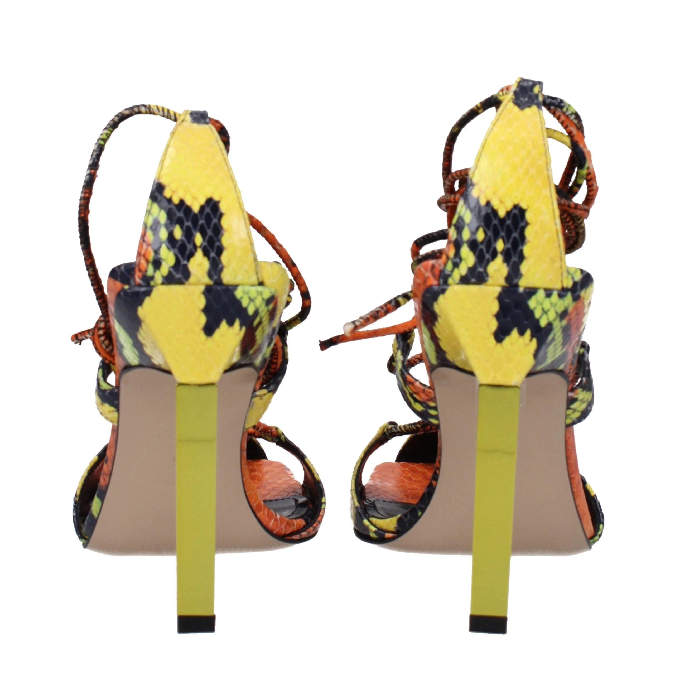 The Attico Orange Leather Stiletto Heels Sandals - Sandals