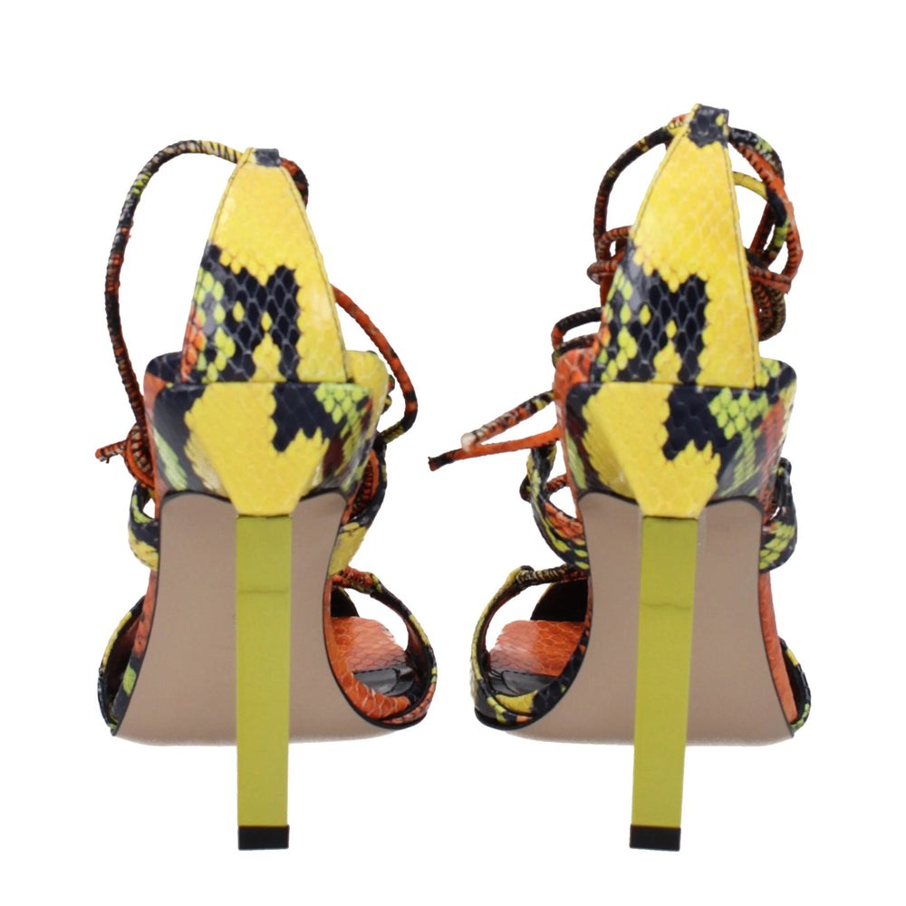 The Attico Orange Leather Stiletto Heels Sandals - Sandals