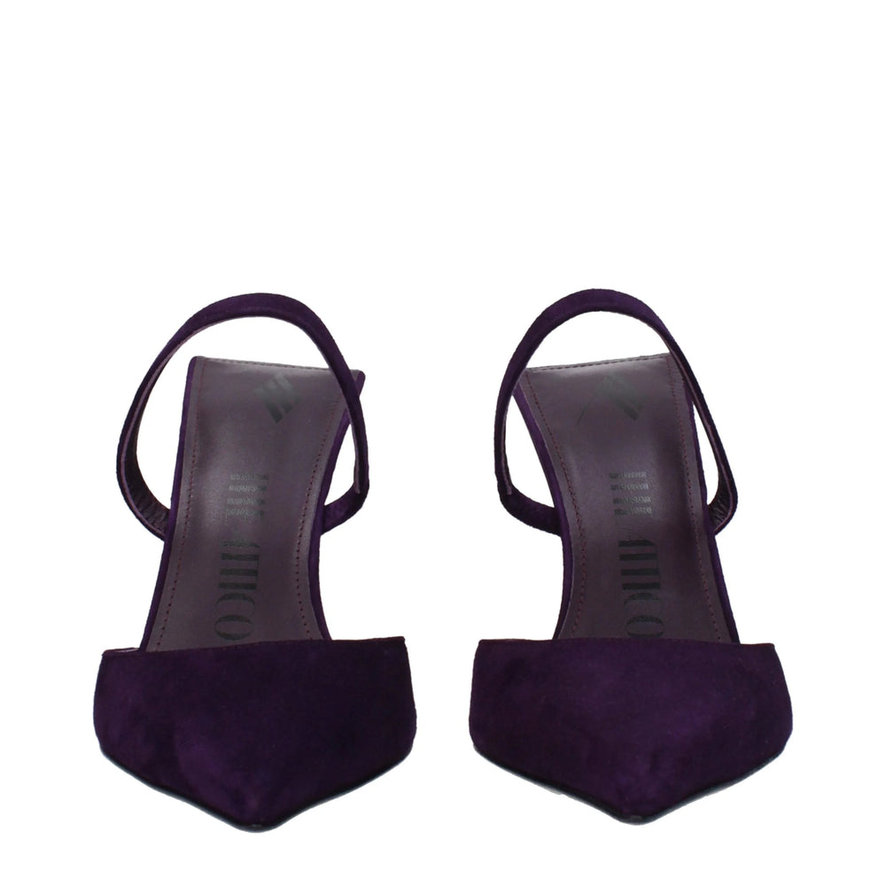 The Attico Purple Leather Stiletto Heel Sandals