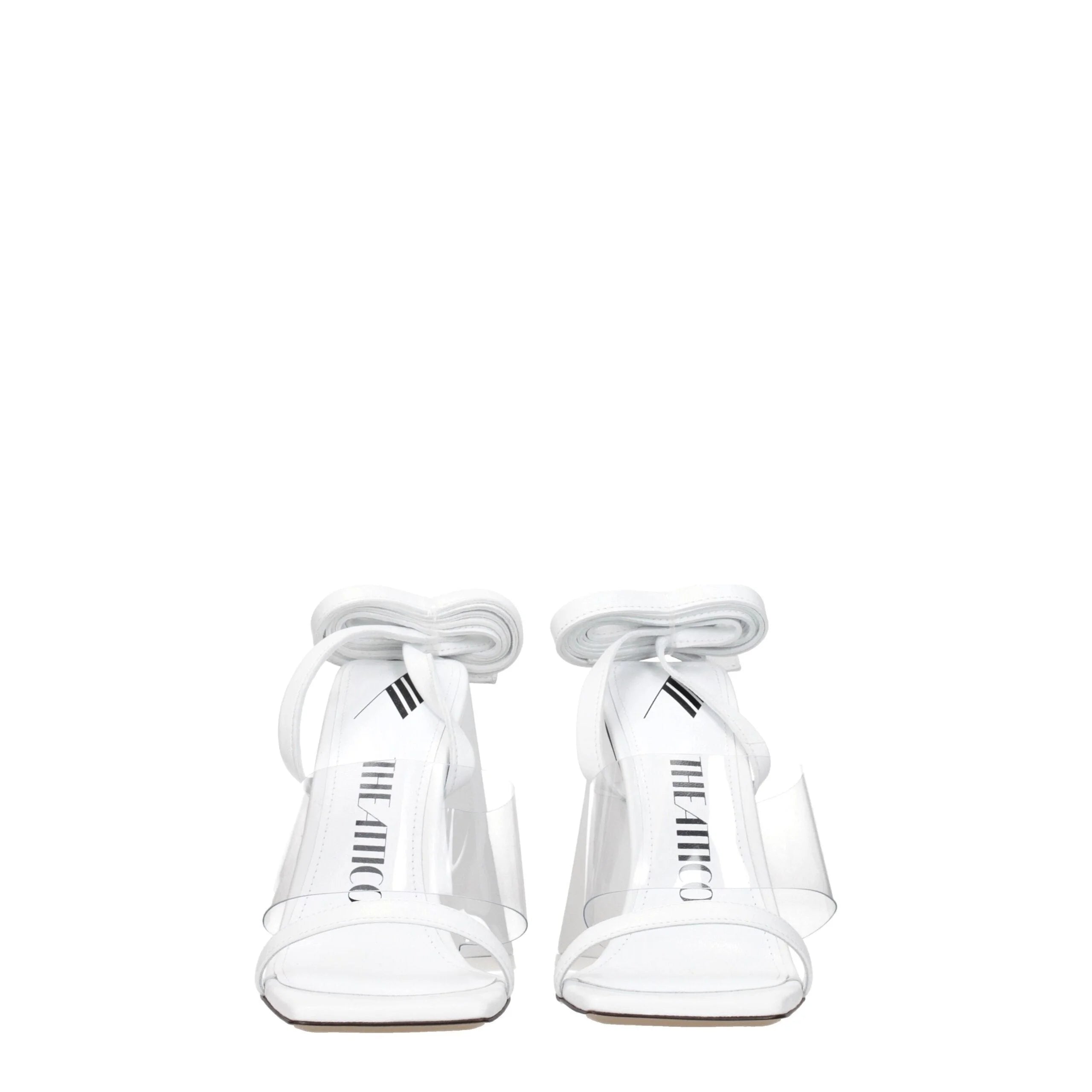 The Attico White Leather Stiletto Heels Sandals