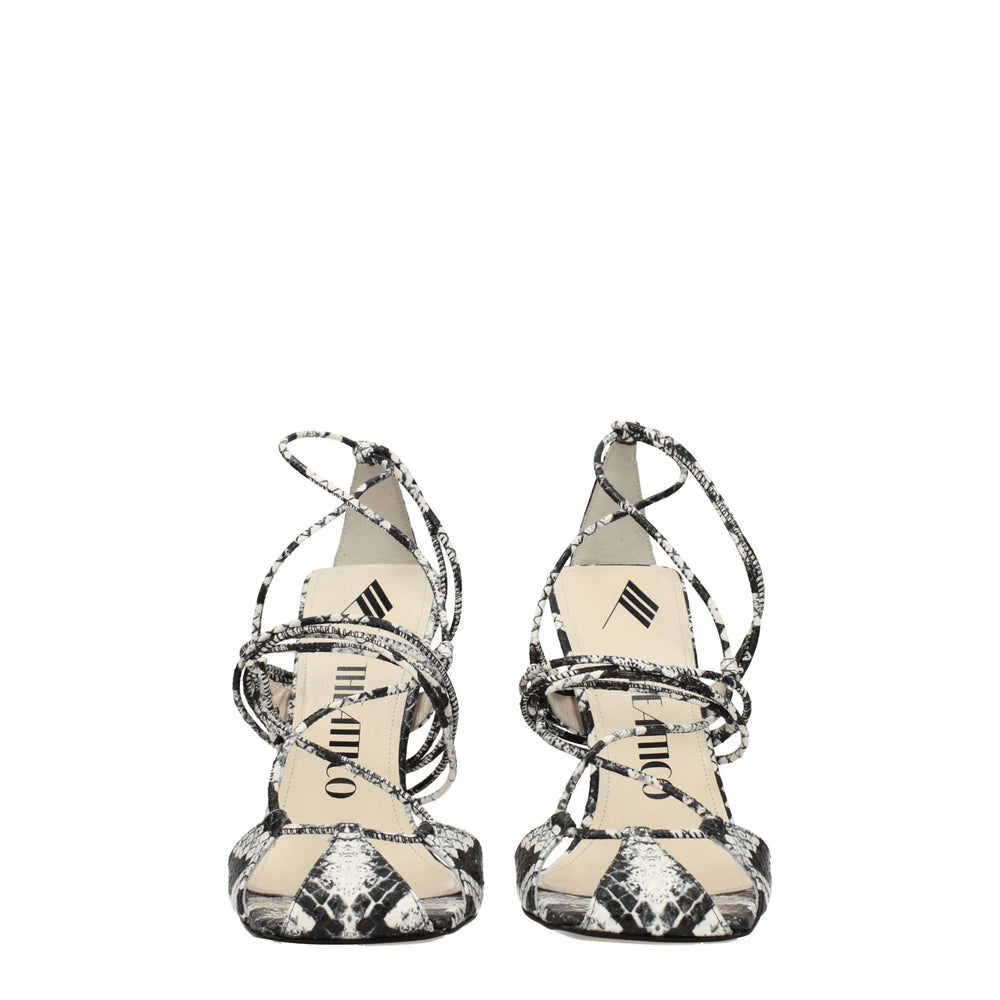 The Attico White Leather Stiletto Heels Sandals