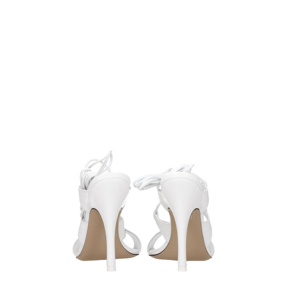 The Attico White Leather Stiletto Heels Sandals