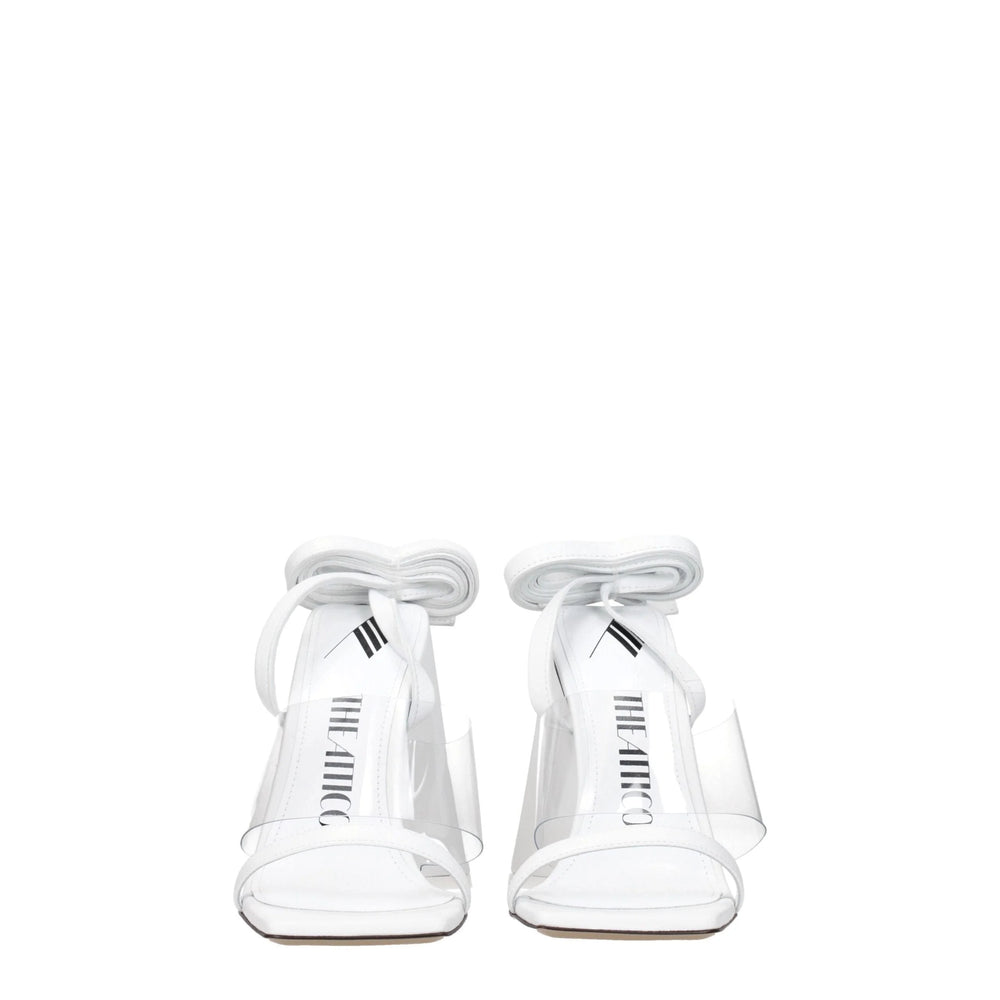 The Attico White Leather Stiletto Heels Sandals