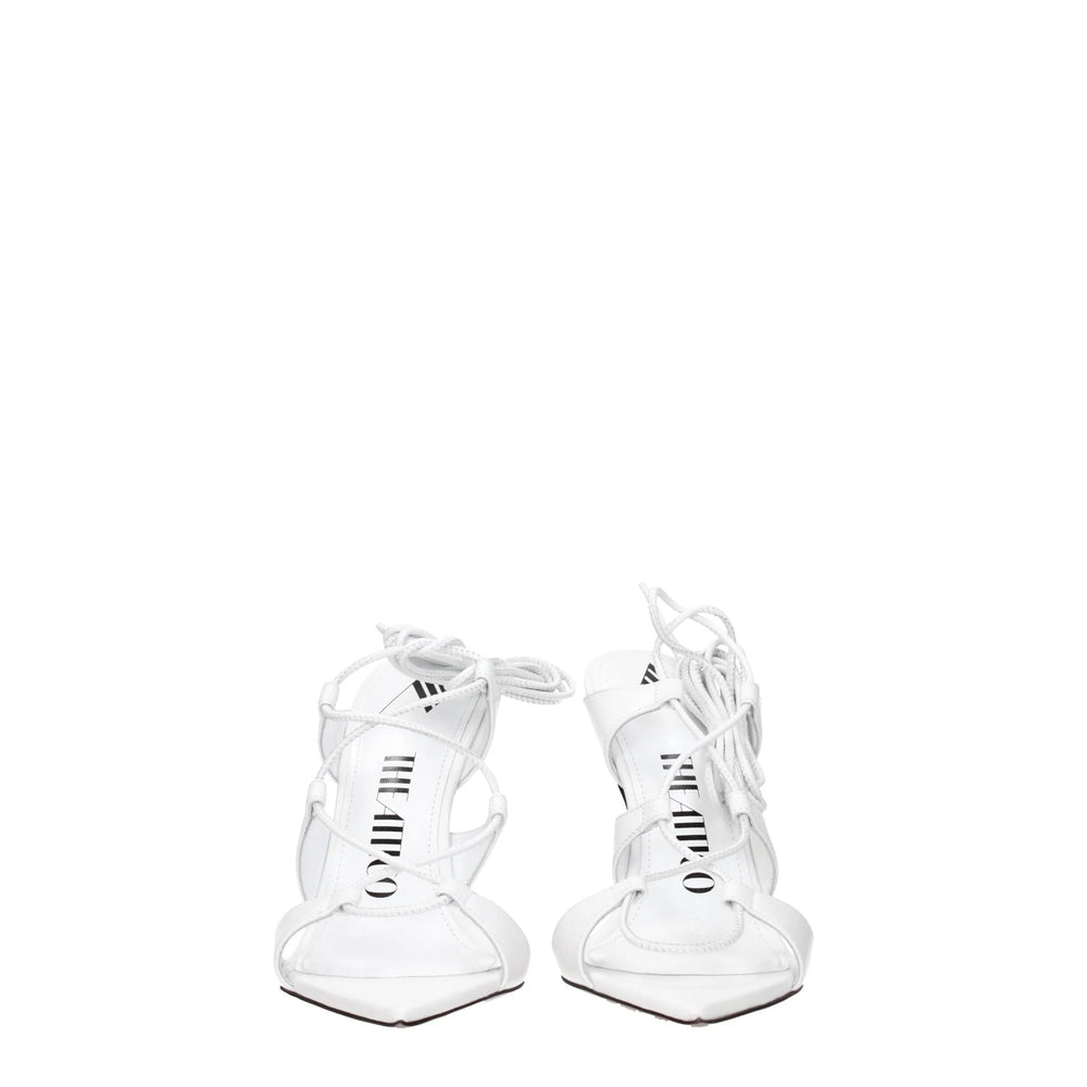 The Attico White Leather Stiletto Heels Sandals