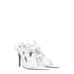 The Attico White Leather Stiletto Heels Sandals