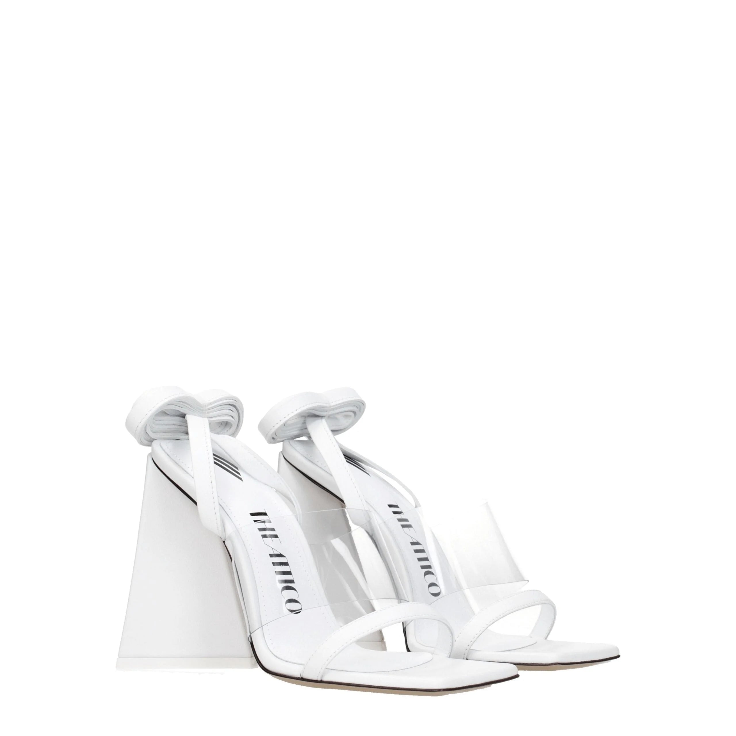 The Attico White Leather Stiletto Heels Sandals
