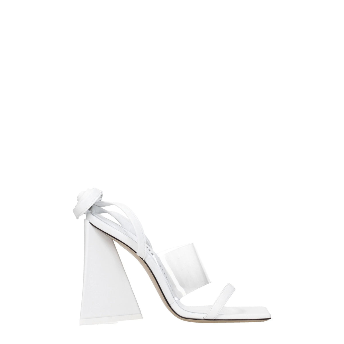 The Attico White Leather Stiletto Heels Sandals