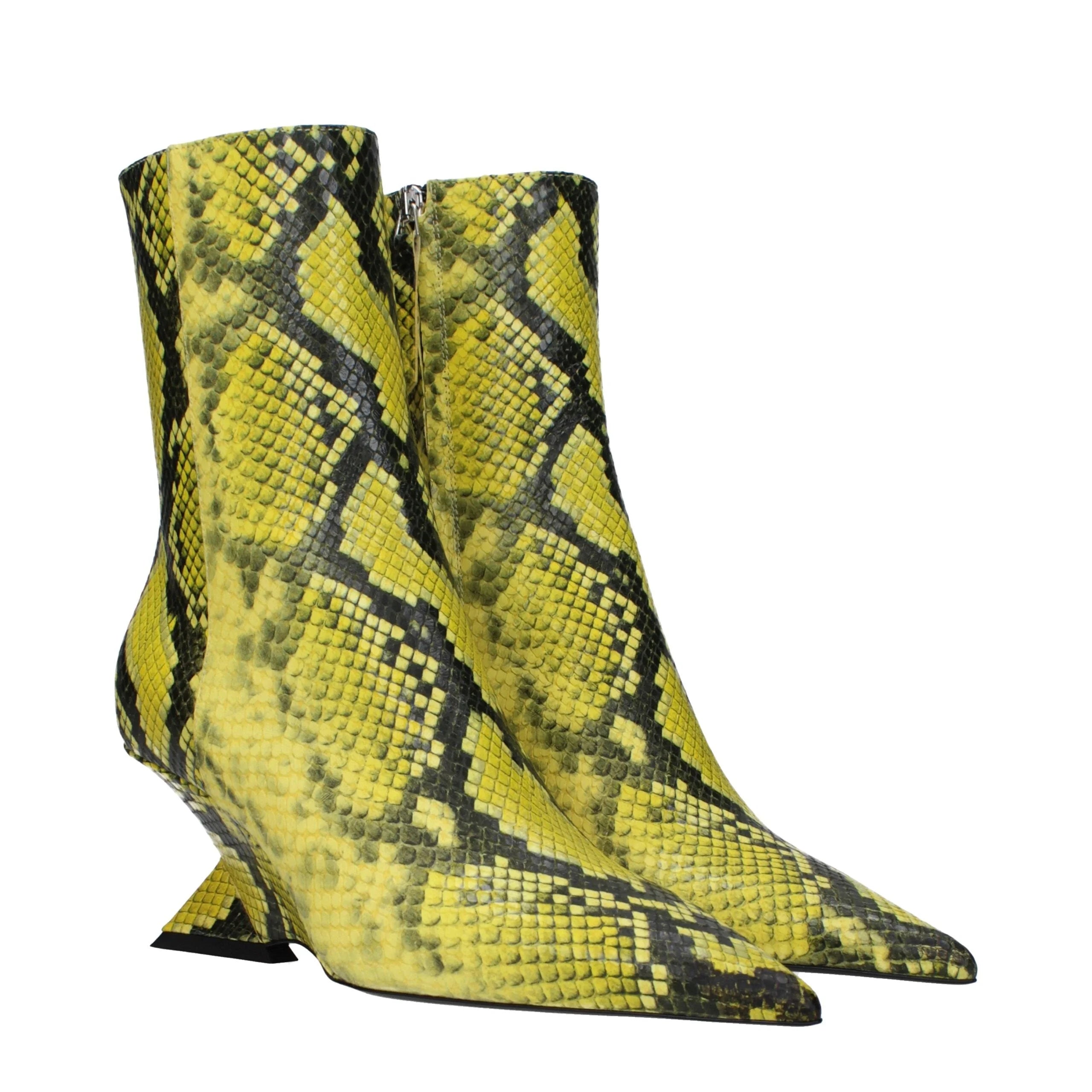 The Attico Yellow Leather Ankle Boots - EU39/US9