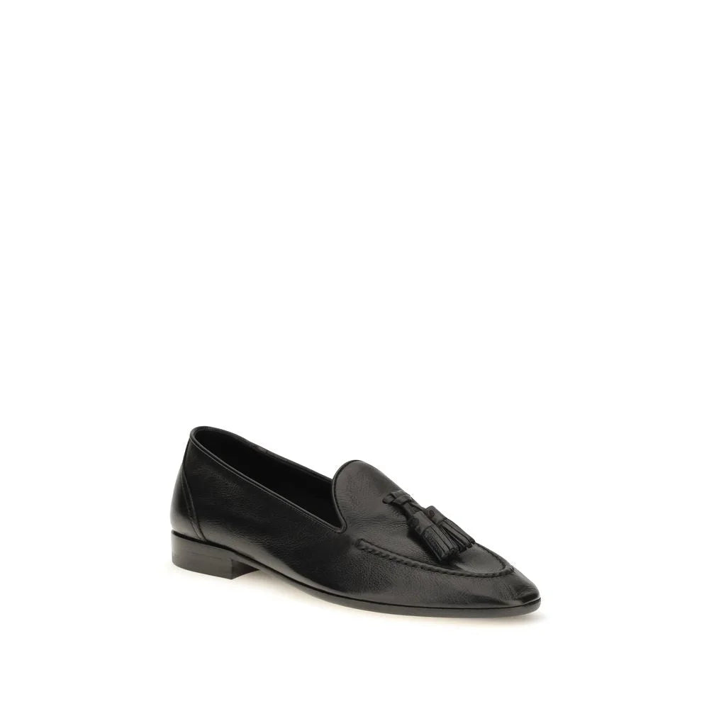 The Row Black Calf Leather Bos Taurus Slip-On Loafers - EU36/US6
