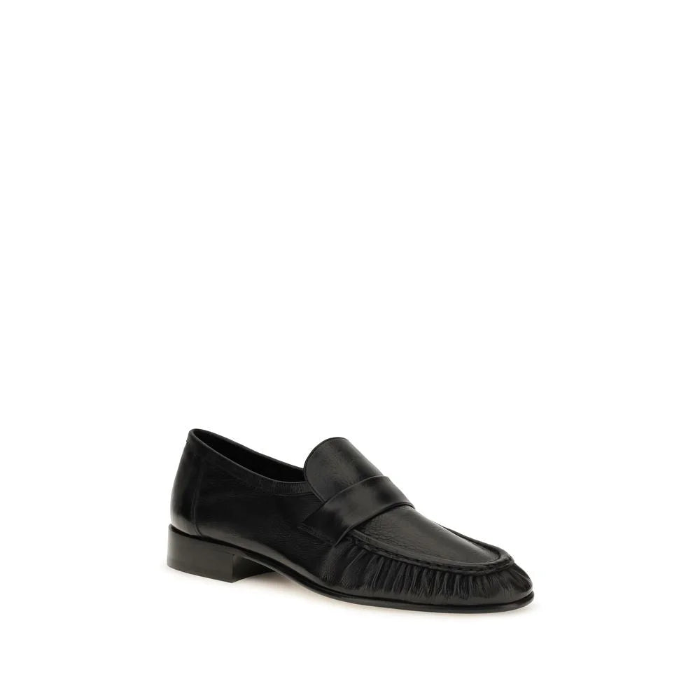The Row Black Calf Leather Bos Taurus Slip-On Loafers - EU41/US11