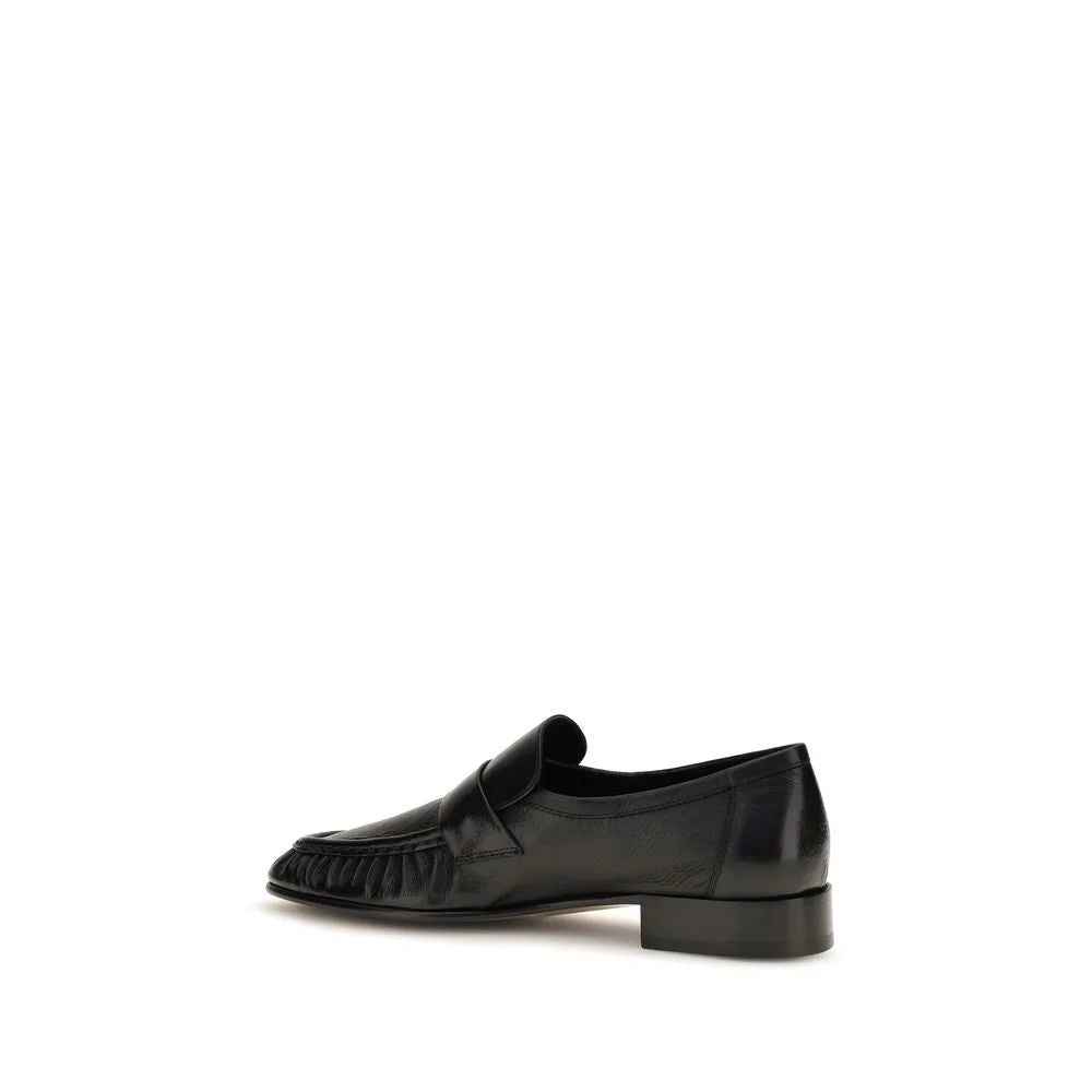 The Row Black Calf Leather Bos Taurus Slip-On Loafers - EU41/US11
