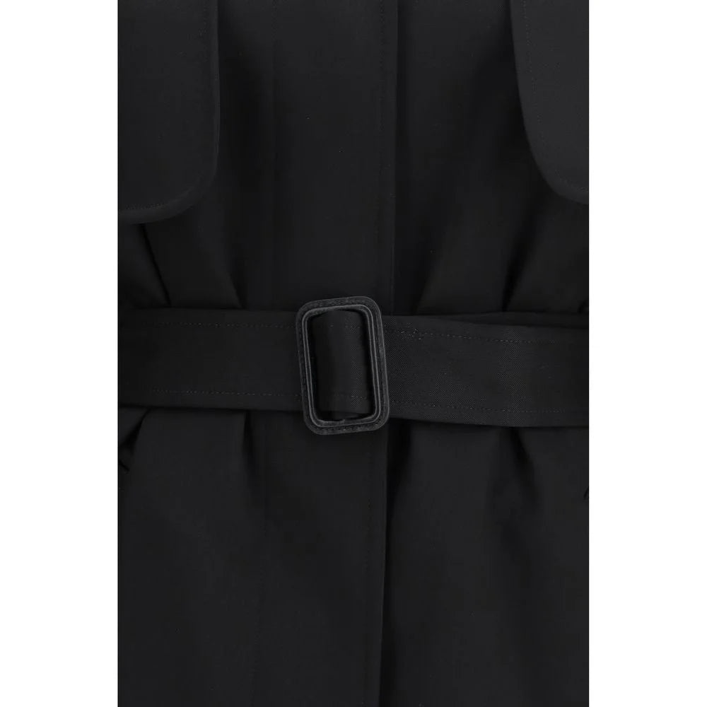 The Row Black Fleece Wool Trench Coat - 6