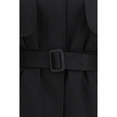The Row Black Fleece Wool Trench Coat - 6