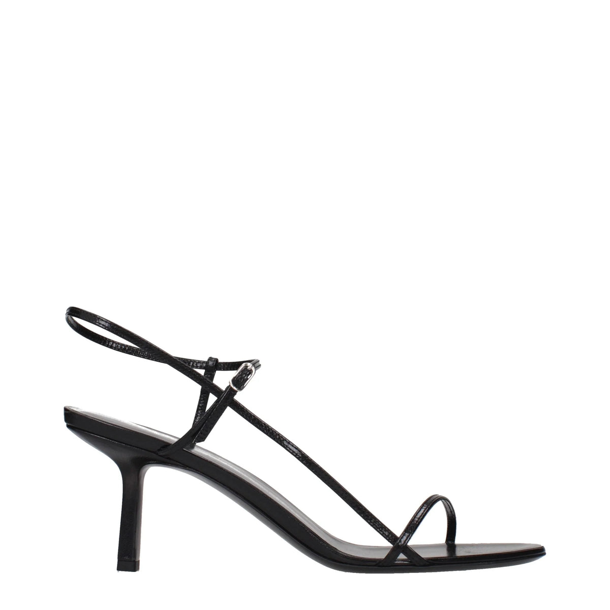 The Row Black Leather Stiletto Heel Sandals - EU41/US11