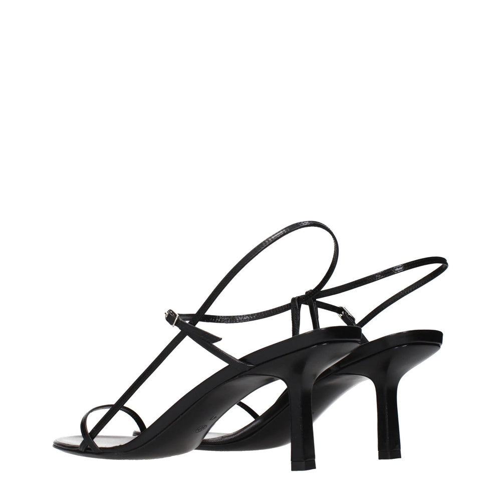 The Row Black Leather Stiletto Heel Sandals - EU41/US11