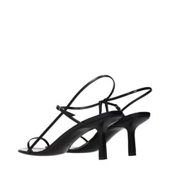 The Row Black Leather Stiletto Heel Sandals - EU41/US11