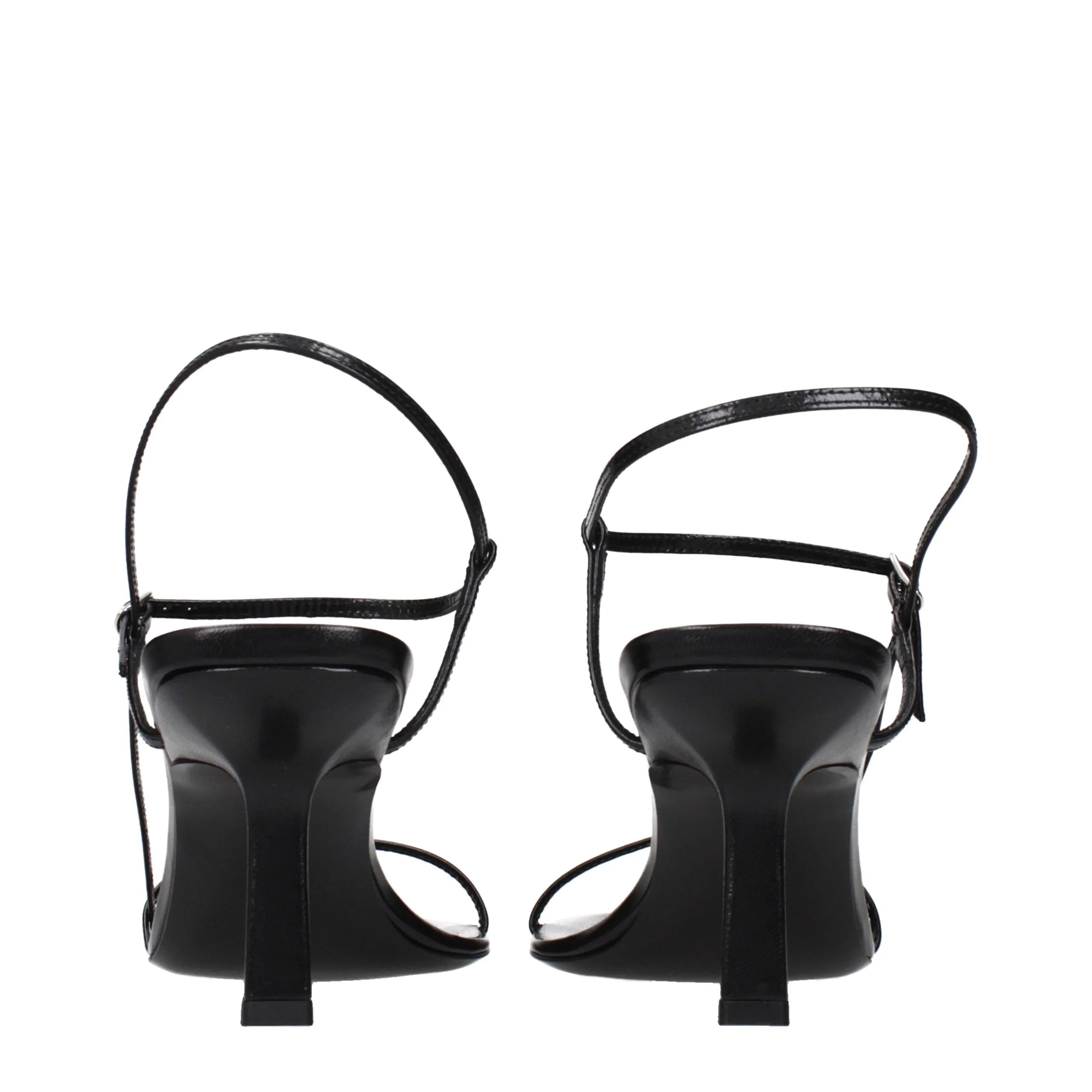 The Row Black Leather Stiletto Heel Sandals - EU41/US11