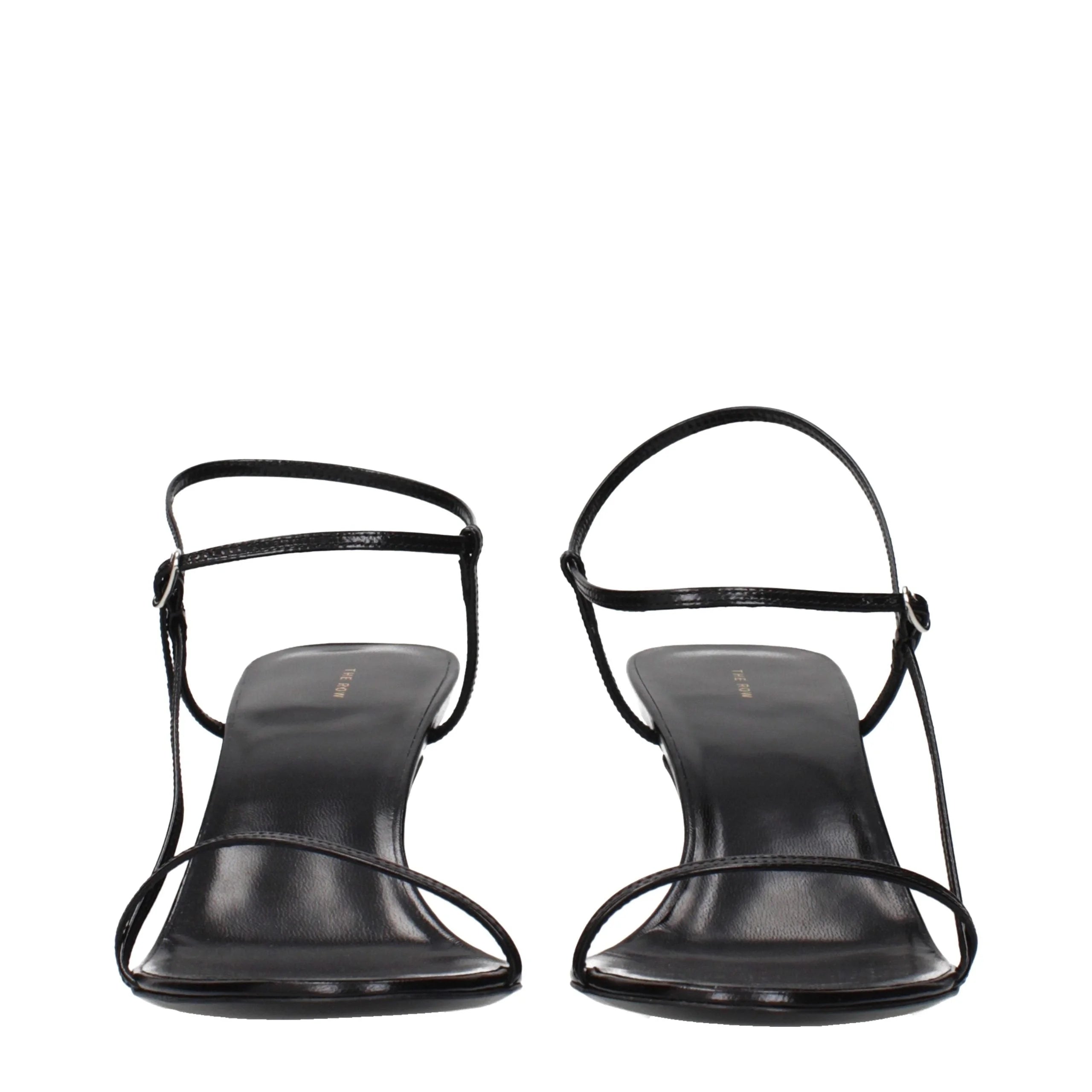 The Row Black Leather Stiletto Heel Sandals - EU41/US11