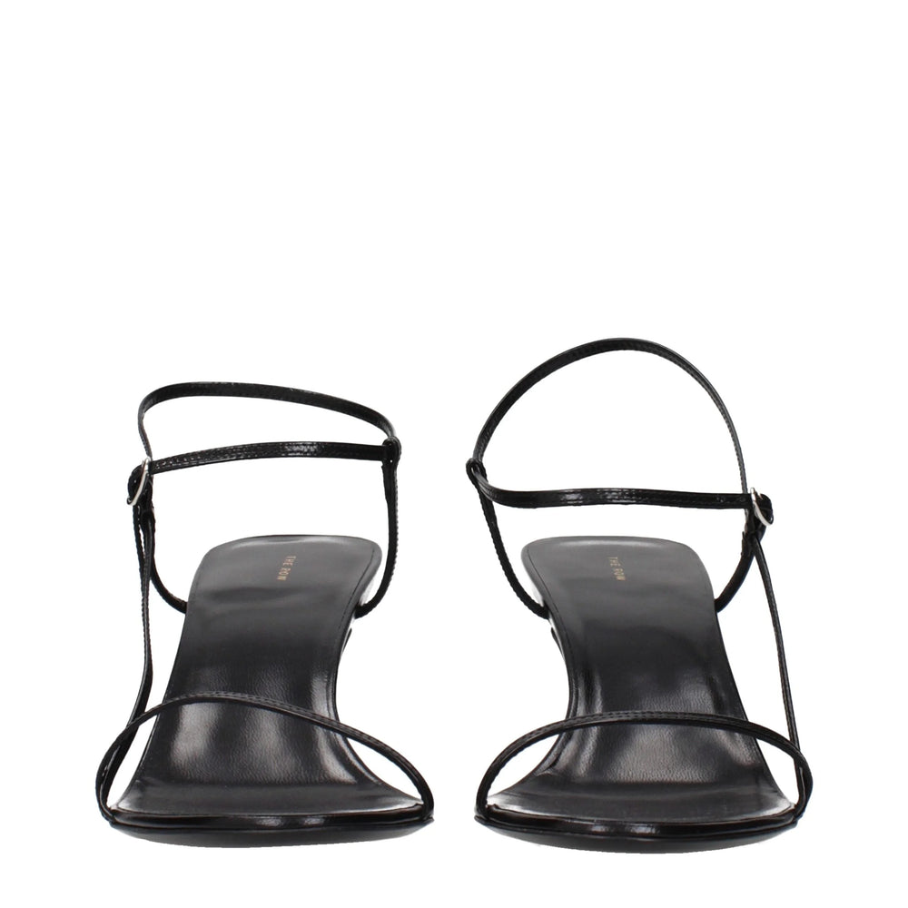 The Row Black Leather Stiletto Heel Sandals - EU41/US11