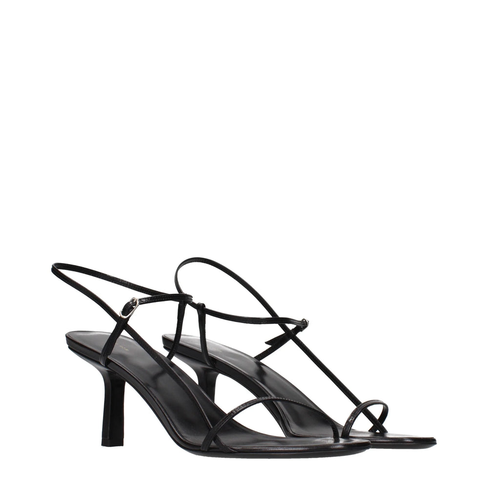 The Row Black Leather Stiletto Heel Sandals - EU41/US11