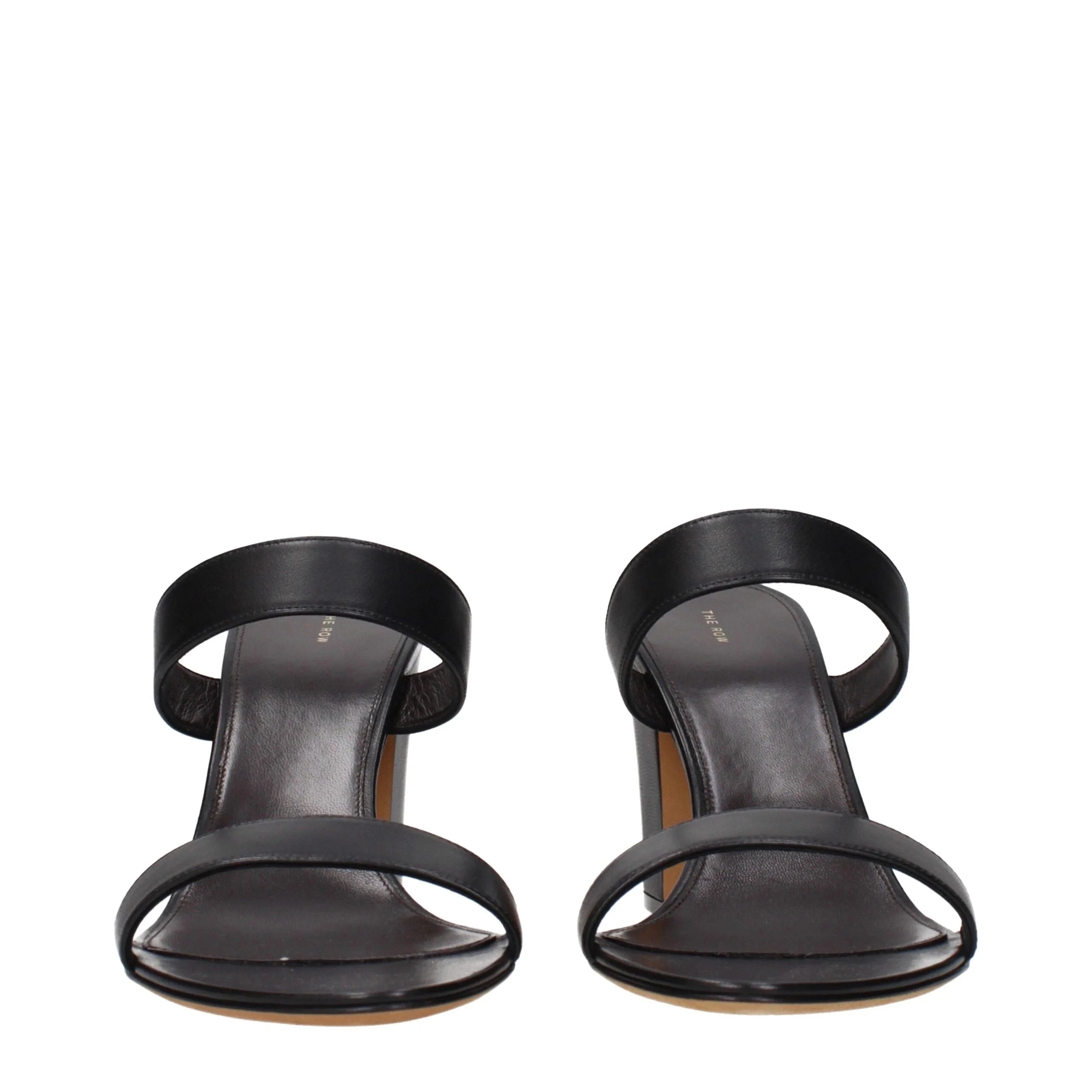 The Row Black Leather Stiletto Heels Sandals - EU39/US9