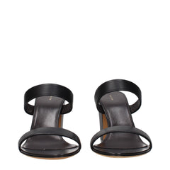 The Row Black Leather Stiletto Heels Sandals - EU39/US9