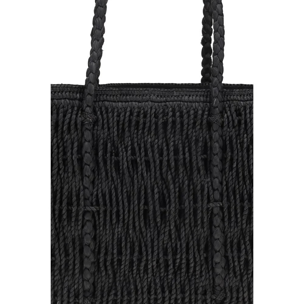The Row Black Raffia Shoulder Bag