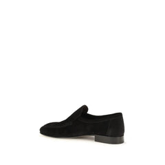 The Row Black Suede Leather Slip-On Loafers