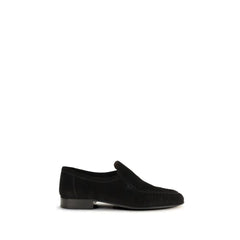 The Row Black Suede Leather Slip-On Loafers