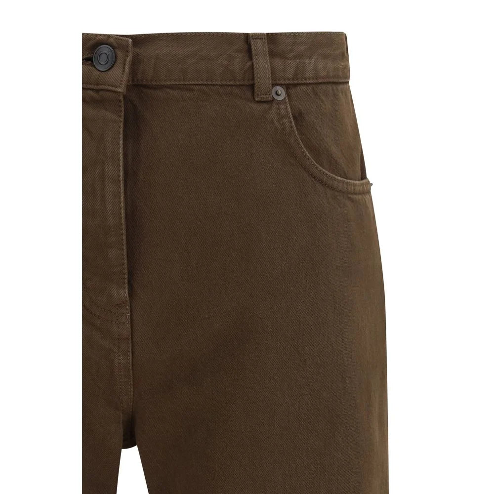 The Row Brun Bomulls Jeans med Rett Passform - 27