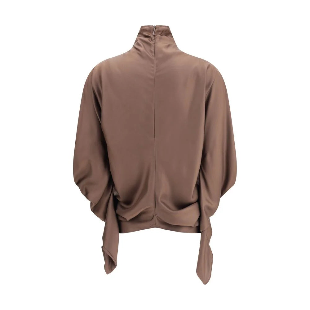 The Row Brown Silk Blouse - 6