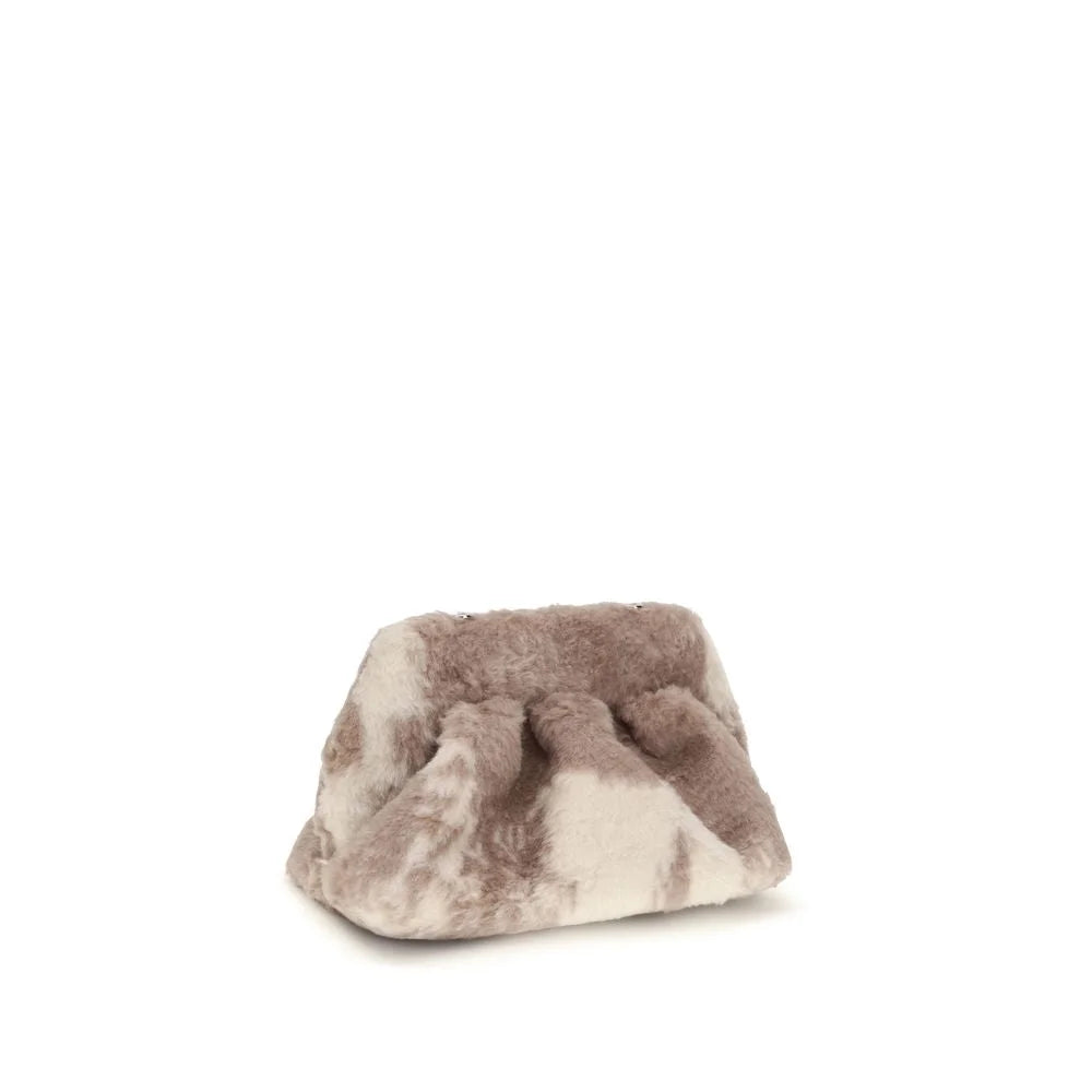 THEMOIRè Beige Faux Fur Clutch Bag