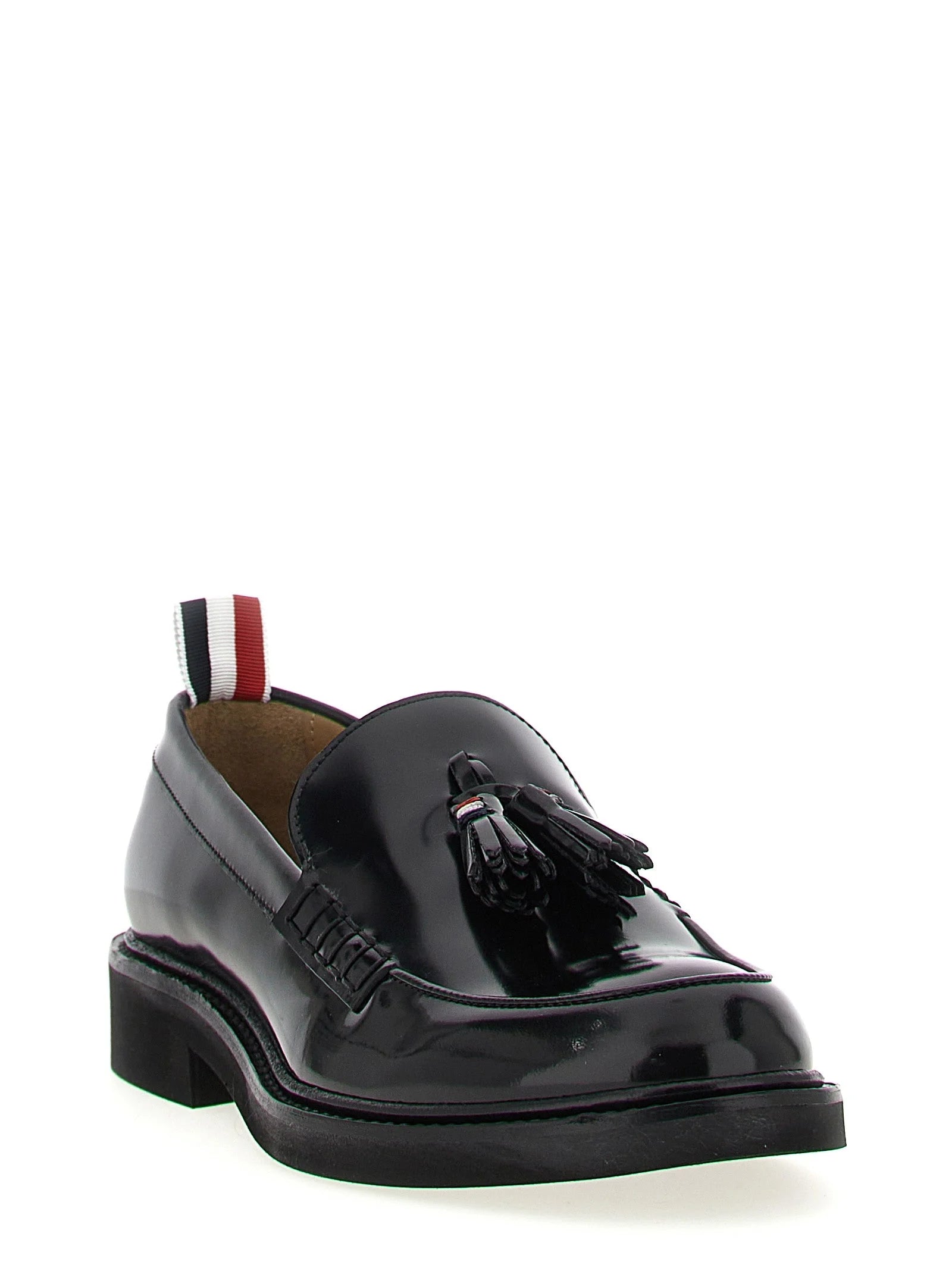 Thom Browne Black Calfskin Slip-On Loafers - EU39.5/US9.5