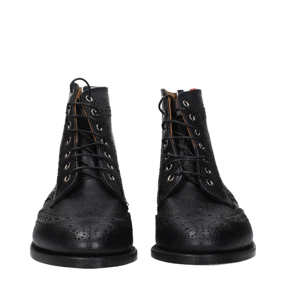 Thom Browne Black Leather Ankle Boots - EU37/US7