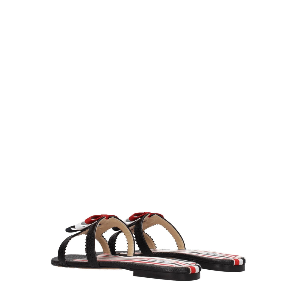 Thom Browne Black Leather Slippers Sandals