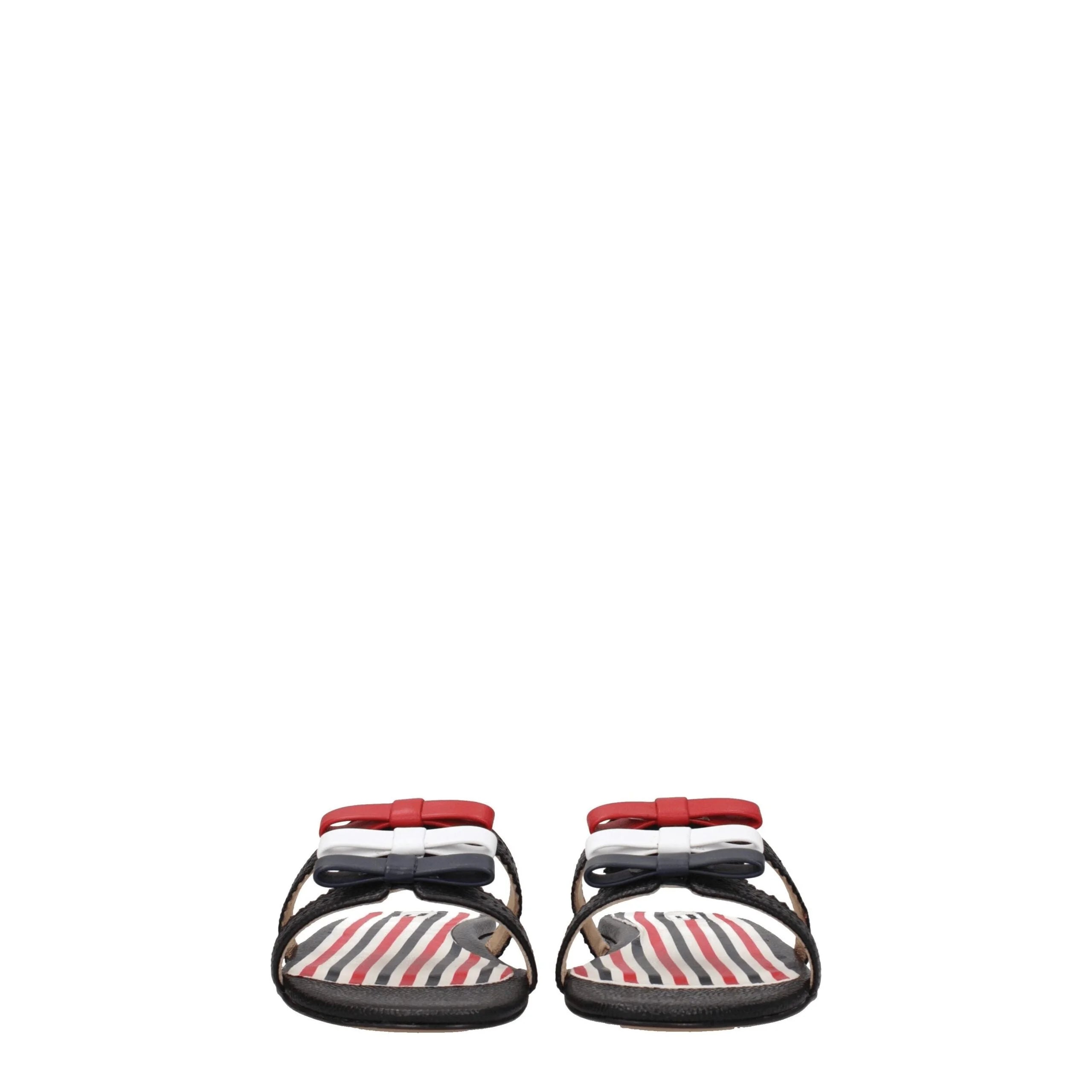 Thom Browne Black Leather Slippers Sandals